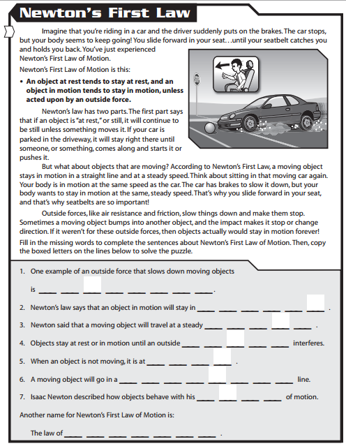 Newton039s Laws Of Motion Worksheet